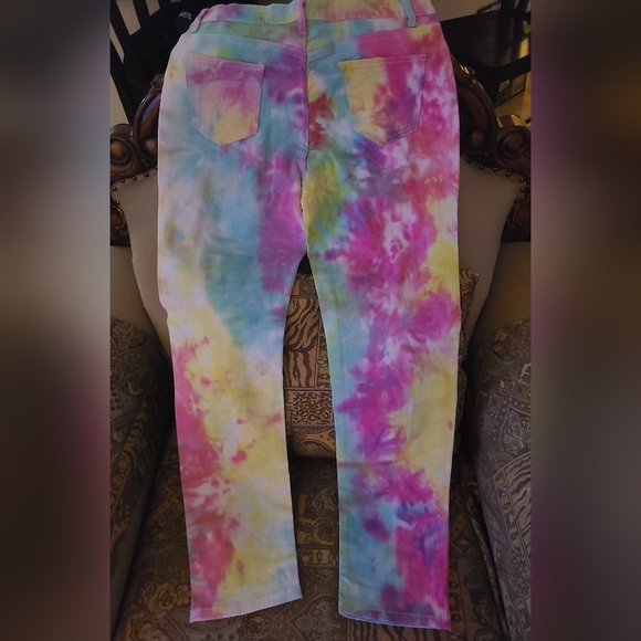 Rainbow Denim- Colors may vary- each pair is unique.  NWOT - Picture 2 of 6